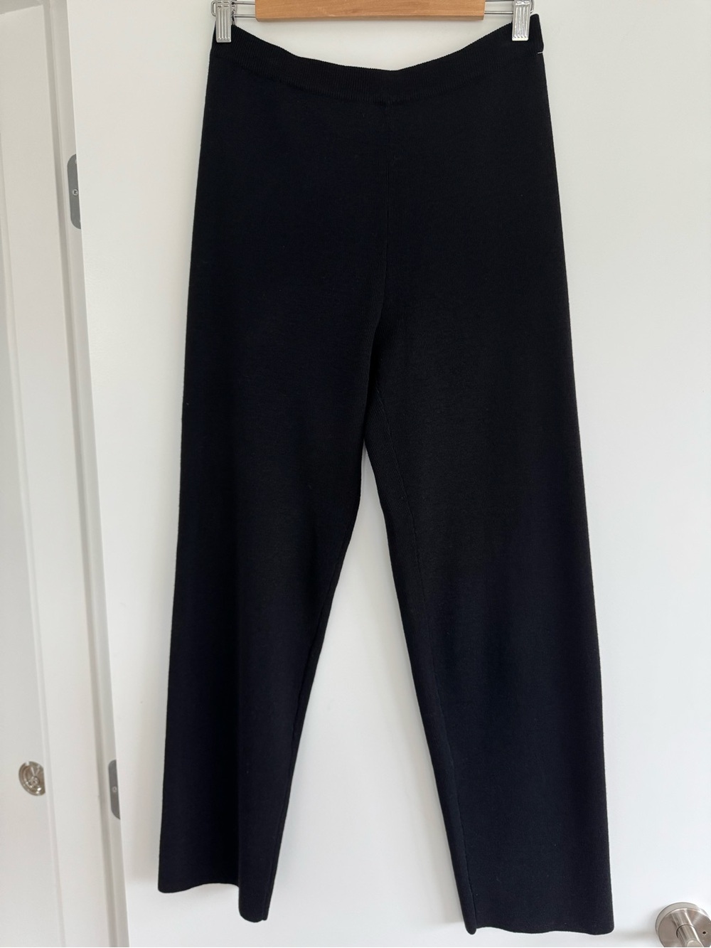 Eileen fisher black wool bias straight leg pants
